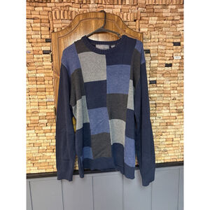 Vintage Oscar De La Renta Mens Blue colorblock Grandpa Sweater Size large